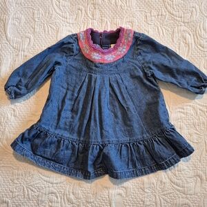 Hanna Andersson girls 70 or 6-12 months blue chambray dress VGUC